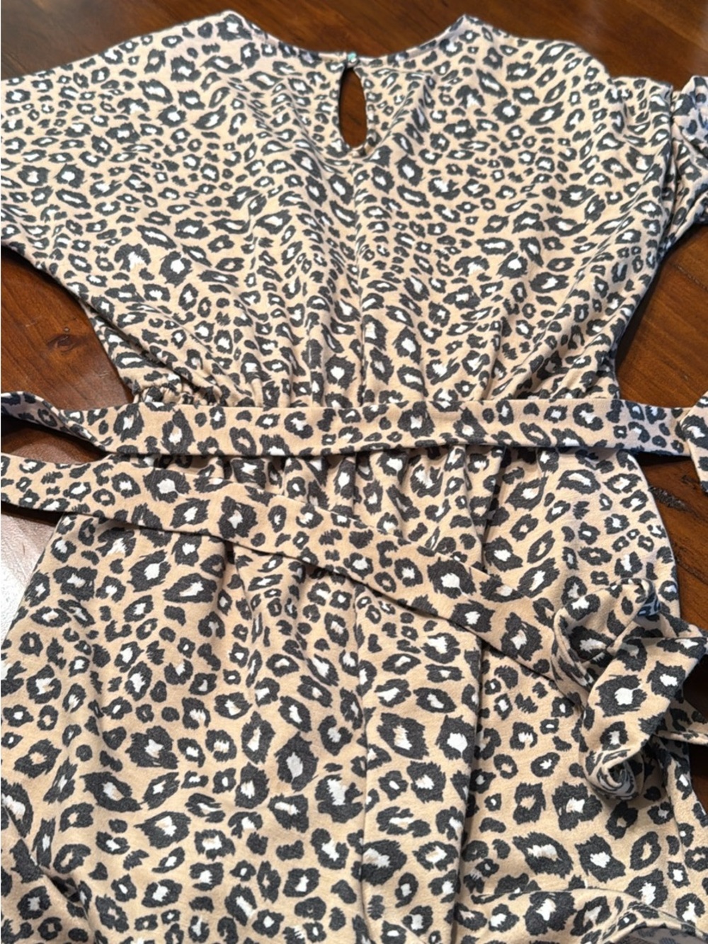 Women’s Leopard Print Tie-Waist Shorts - Beige/Black